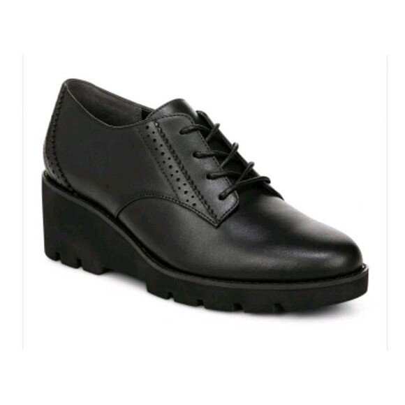 NIB Vionic Anaheim Women's Comfort Wedge Oxford Derby Shoe Black Size 7 EU 37 - Picture 1 of 10